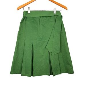 Y2K Euro Eonianecho Green Italian Pleated Midi Skirt Size 4 High Waist A Line